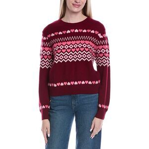 Brodie Cashmere Womens Love Fairisle Wool & Cashmere-Blend Sweater, Red